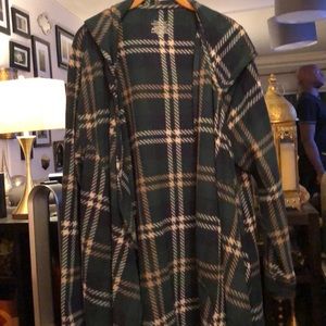 Plaid Cuddlduds fleece waterfall cardigan